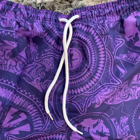 AC/DC Swim Trunks Mens LG Board Shorts Lined Mesh Drawstring Purple - Picture 3 of 6